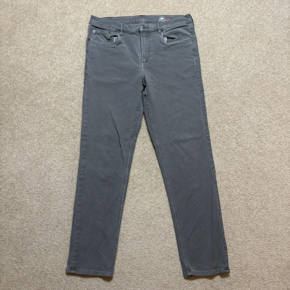 Faherty Brand Jeans Mens 32x29 Gray Slim Fit Straight‎ Leg Stretch Denim Pants